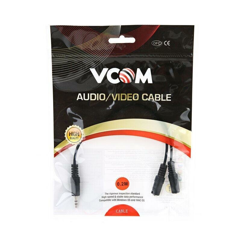 Кабель VCOM Audio 3.5 Jack - 2х3.5 Jack 2м (CV203-0.2M) - фото №8