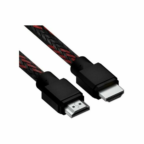 Кабель 2.0m HDMI 2.0, BICOLOR черно-красный нейлон, Ultra HD, 4K 60 fps 60Hz/5K*30Hz, 3D, AUDIO, 18.0 Гбит/с, 28AWG