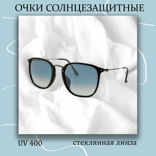фото Солнцезащитные очки комбинированная оправа со стеклянными линзами, черный, голубой miscellan