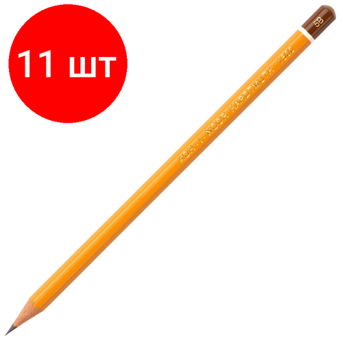 Комплект 11 штук, Карандаш чернографитный KOH-I-NOOR 1500/5B Чехия