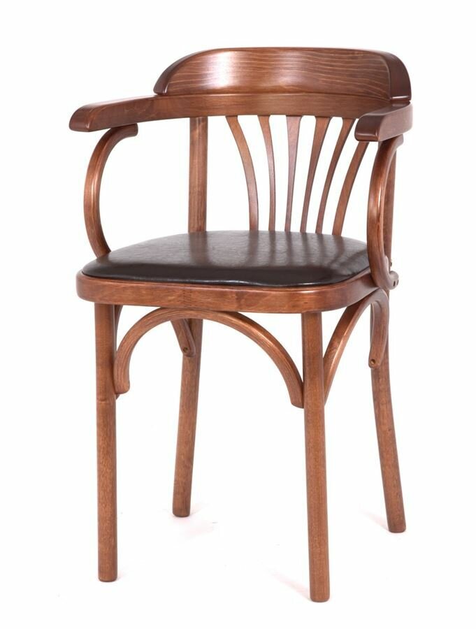 фото Стул Венский деревянный мягкий Red&Black средний тон, кожзам