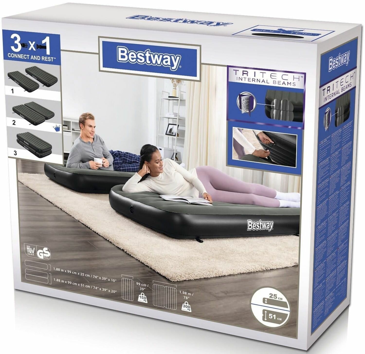 Кровать надувная Twin King BESTWAY 188х99х25 см