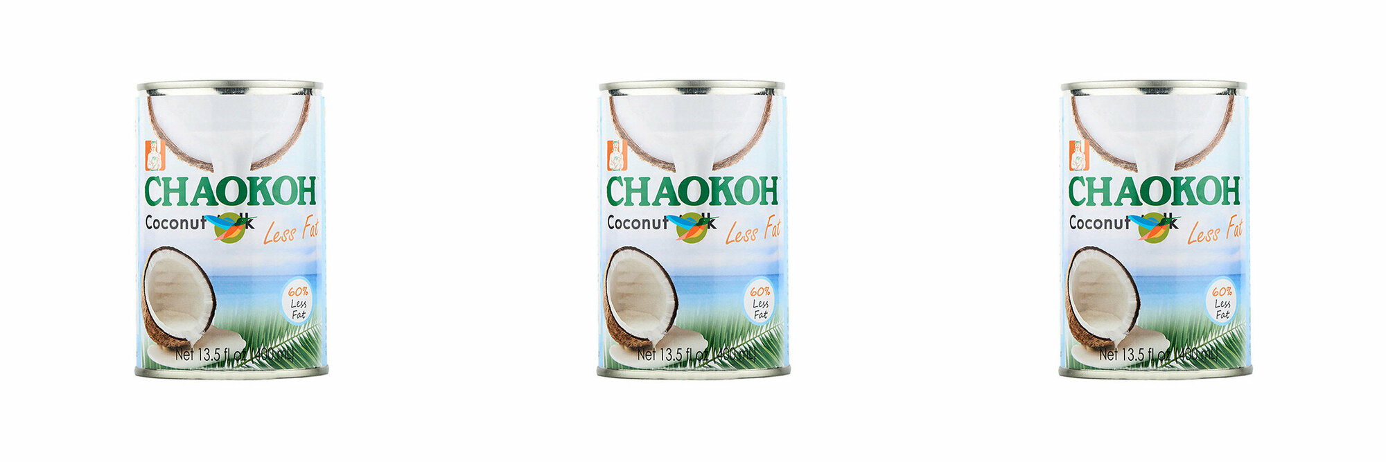 Chaokoh Кокосовое молоко Less Fat, 400 мл, 3 шт