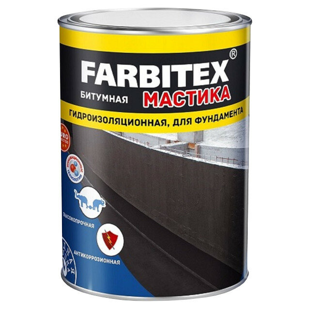 Мастика farbitex битумная гидроизоляционная 8кг, арт.4300010386