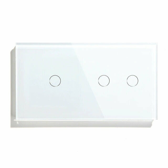 Сенсорный выключатель 3 клавиши, 2 поста (1G+2G), стекло 157х86мм, цвет белый