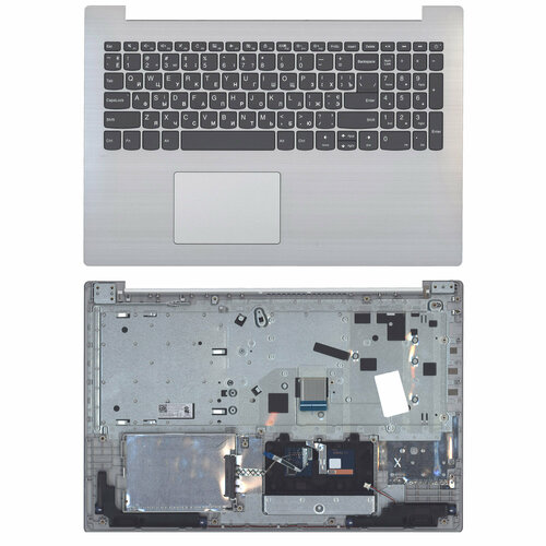 Клавиатура (топ-панель) для ноутбука Lenovo IdeaPad 330-15 черная с серебристым топкейсом серебристый
