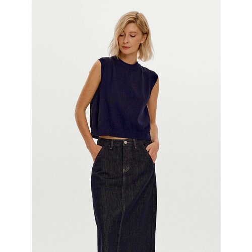 Топ MaDii Топ без рукавов с разрезом на спине, размер L, синий