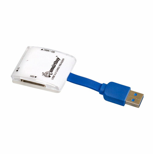 Картридер Smartbuy 700, USB 3.0 - SD/microSD/MS, белый картридер smartbuy sbr 713 w белый