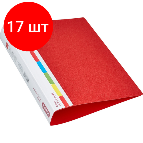 Комплект 17 штук, Папка на 2-х кольцах пласт. 35/42мм А4 ATTACHE F502/07 красная