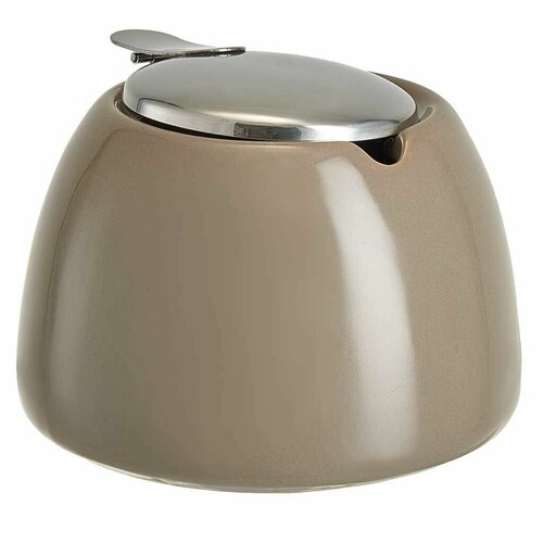 Сахарница керамическая серая глянцевая 450 мл с крышкой