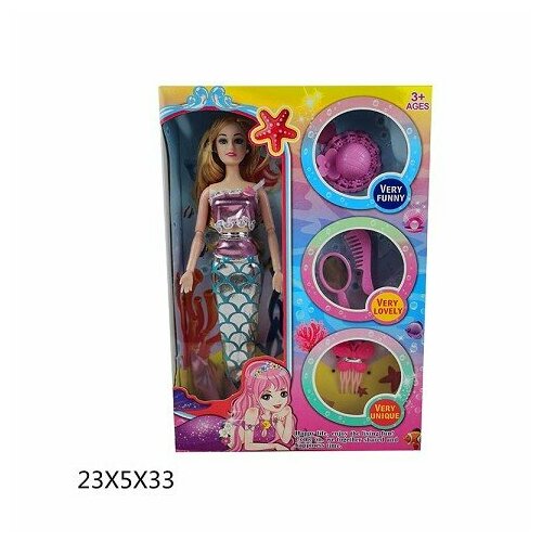 Кукла Shantou русалка, шарнирная, с аксессуарами, в коробке (FQ201B)