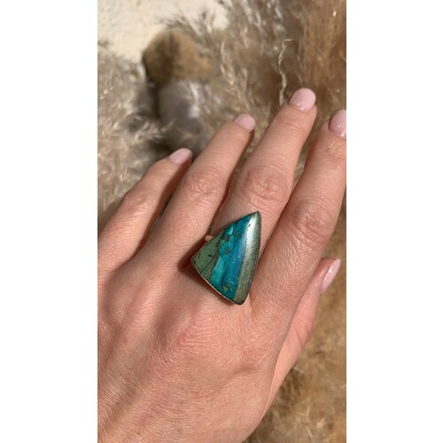 Кольцо True Stones, малахит, хризоколла, размер 17, зеленый, голубой кольцо true stones мельхиор малахит хризоколла подарочная упаковка размер 17 5 мультиколор