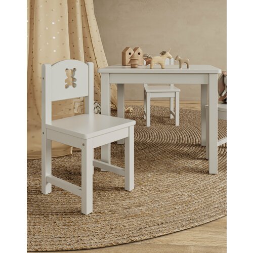 Стул детский Barni из массива дерева, белый, высота 24 см