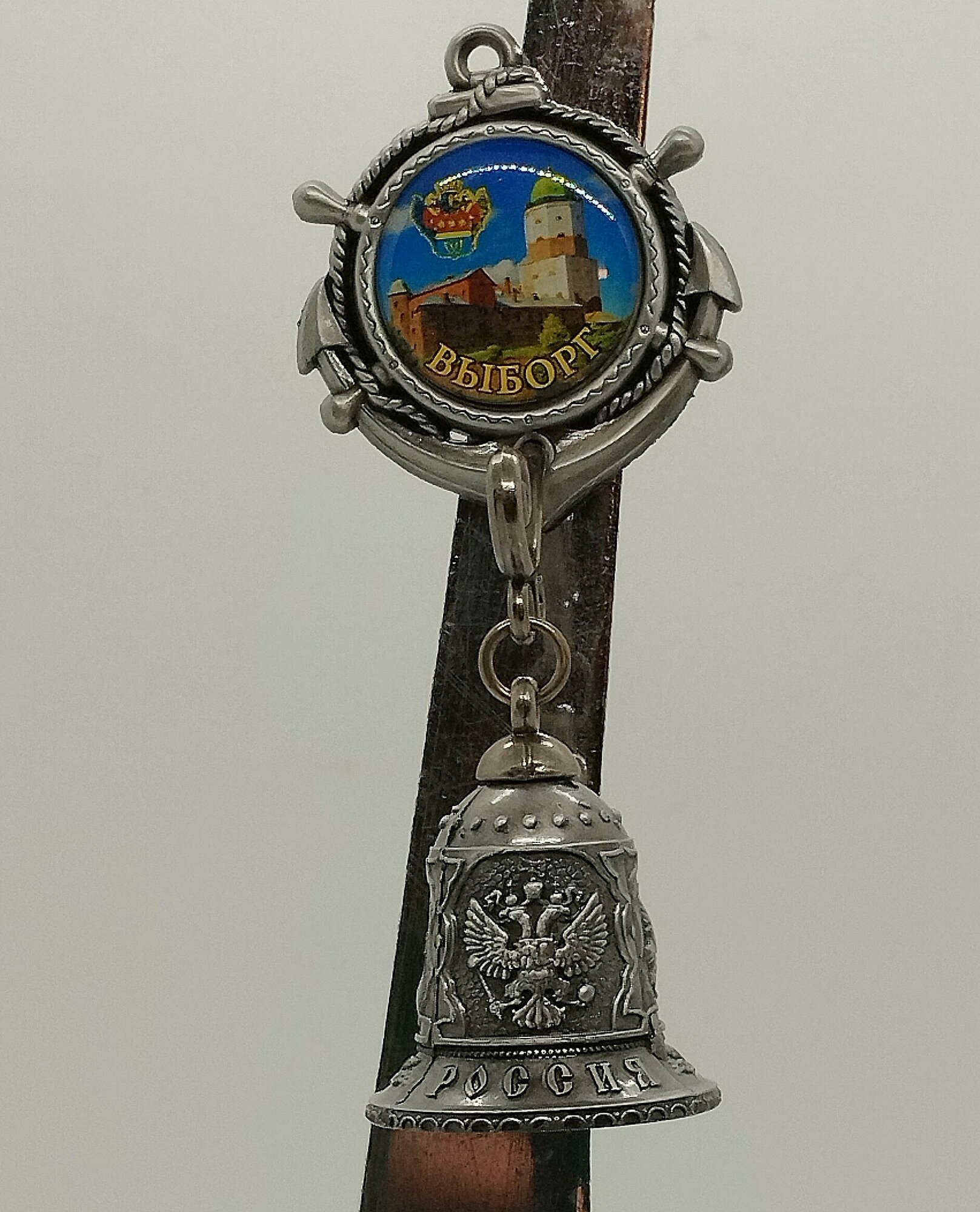 Магнит-колокольчик "выборг-якорь", серебро