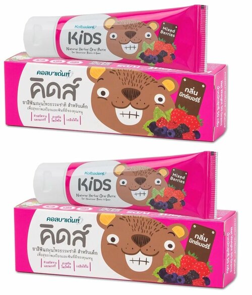 Зубная паста Kolbadent, Kids Natural, Oral Paste, Mixed Berries, органическая, 50 гр, 2 шт.