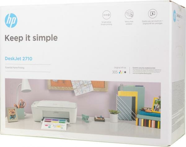 МФУ струйный HP DeskJet 2710 (5AR83B) A4 WiFi USB белый