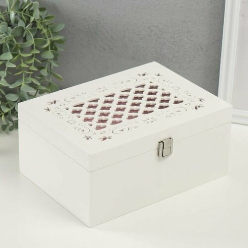 Шкатулка дерево для украшений Белоснежная 22х16х10 см 4151₽