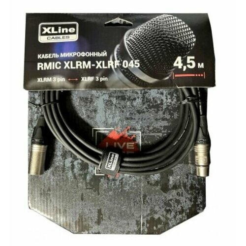 Xline Cables RMIC XLRM-XLRF 045 Кабель микрофонный XLR 3 pin male - XLR 3 pin female длина 4.5м кабель микрофонный xline cables rmic xlrf jack 01 1м