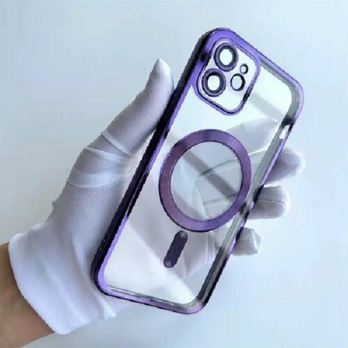 Магнитный чехол на iPhone 11 Magsafe с защитой для камеры фиолетовый
