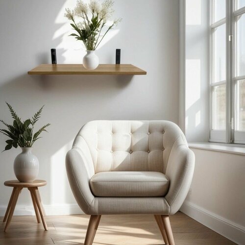 Полка 60х20 дуб с кронштейнами 200х120х30 черного цвета 2899₽