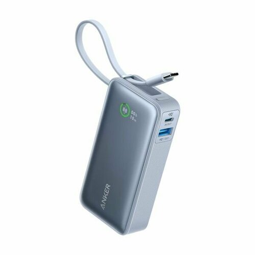 infinitylab power bank instantgo 10000 built in usb c cable 30w 1xusb c 1xusb a 0 230 кг цвет белый Внешний аккумулятор Anker Nano Power Bank 10000mAh (30W Built-in USB-C cable) - Blue