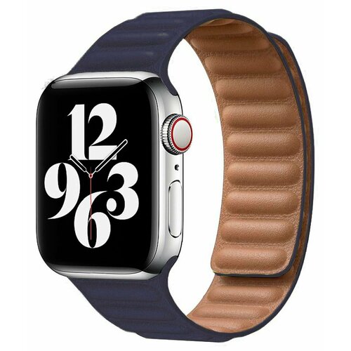 Ремешок из эко-кожи для Apple Watch 45 мм с магнитной застежкой, Dark Blue