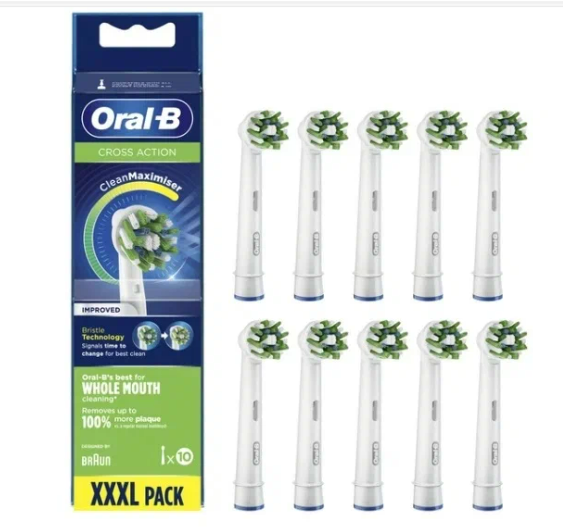 Набор насадок Oral-B Cross Action CleanMaximiser для электрической щетки, белый, 10 шт.