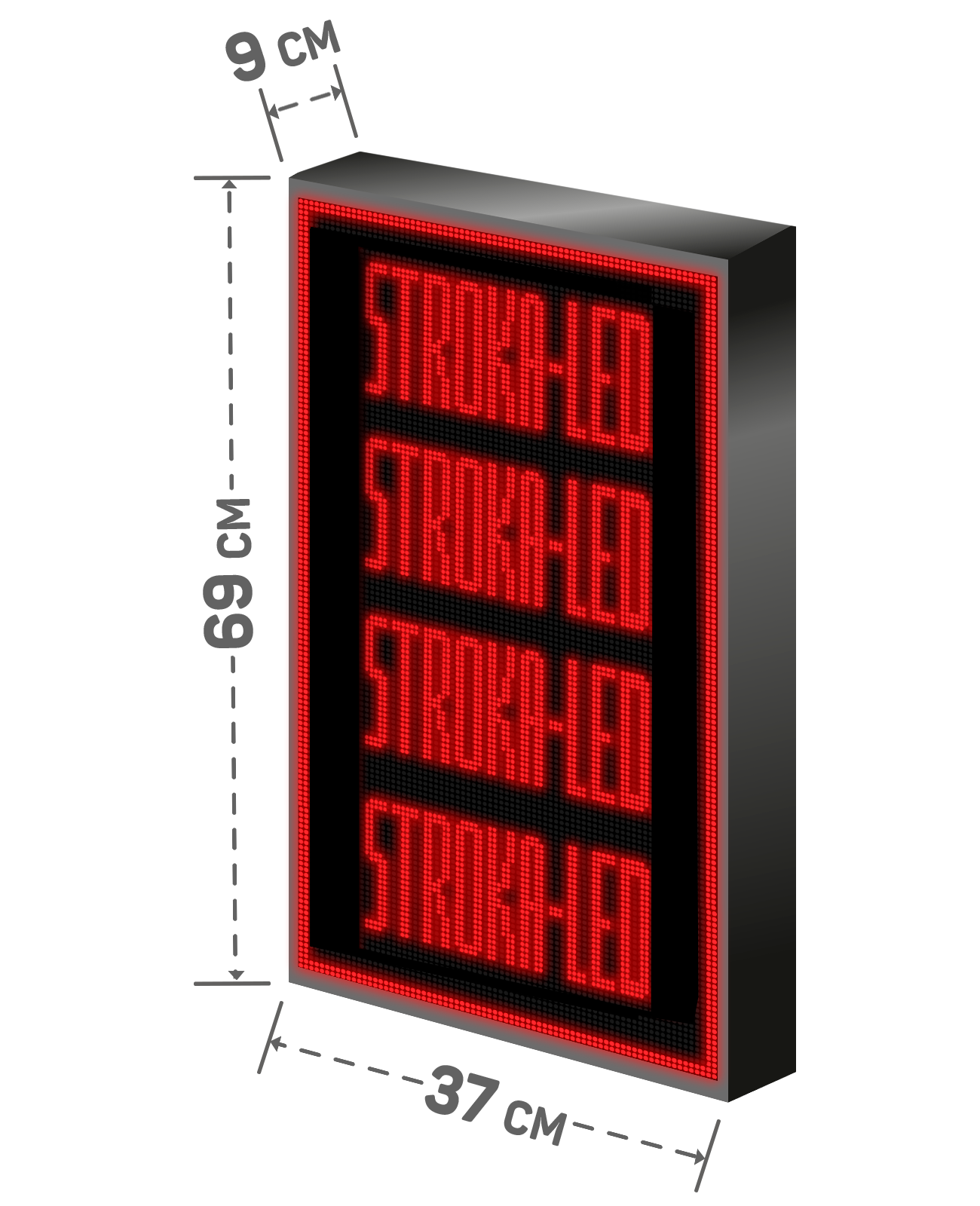 Бегущая строка/ Led /рекламная вывеска/ панель/37х69см