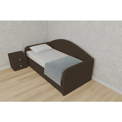 Односпальная кровать Рим 90x200 основание металлическое с ламелями велюр коричневый