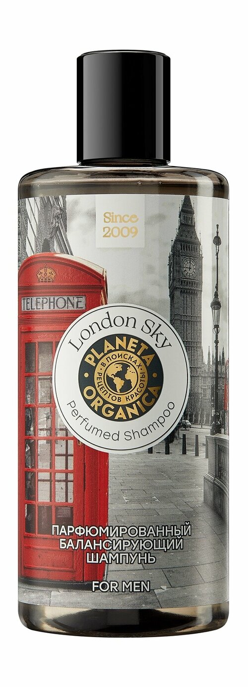 PLANETA ORGANICA Шампунь парфюмированный London Sky Soul&Travel For Men балансирующий, 300 мл