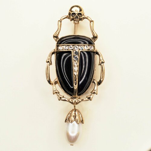 Брошь, черный, золотой