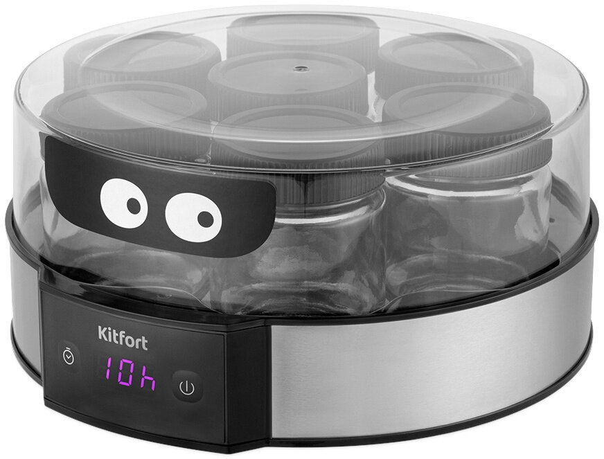 Йогуртница Kitfort КТ-6295 20Вт 7б. 190мл упр: электрон. серебристый/черный