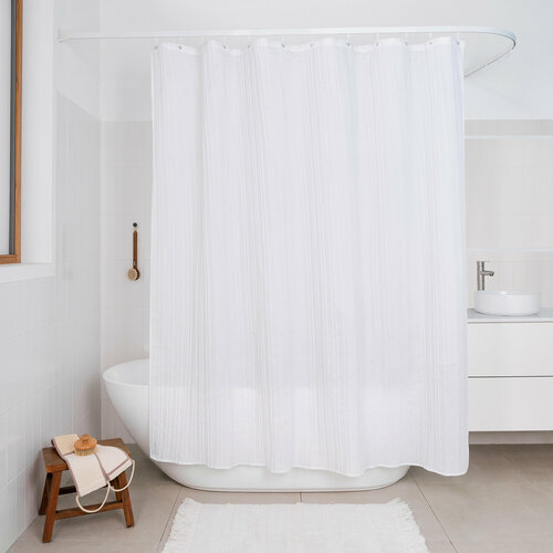 Занавеска (штора) Sukhona для ванной комнаты тканевая 180х200 см, цвет белый