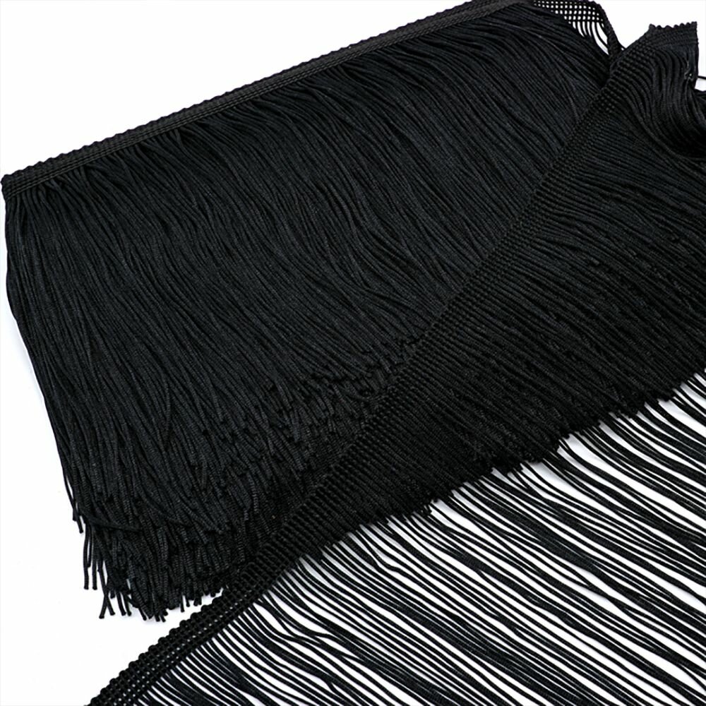 Бахрома для платьев, для рукоделия, цвет черный ширина 9 см длина отреза 1 м, для пошива танцевальных костюмов, украшения интерьера, тесьма декоративная, для штор
