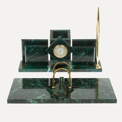 Изображение товара Письменный прибор "Менеджер" камень шабровский змеевик 127056