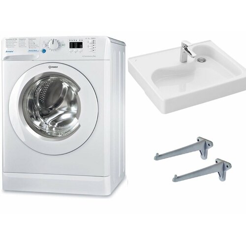 Стиральная машина под раковину Indesit BWUA 51051 L B с раковиной Клио 50 над стиральной машиной 3420000₽