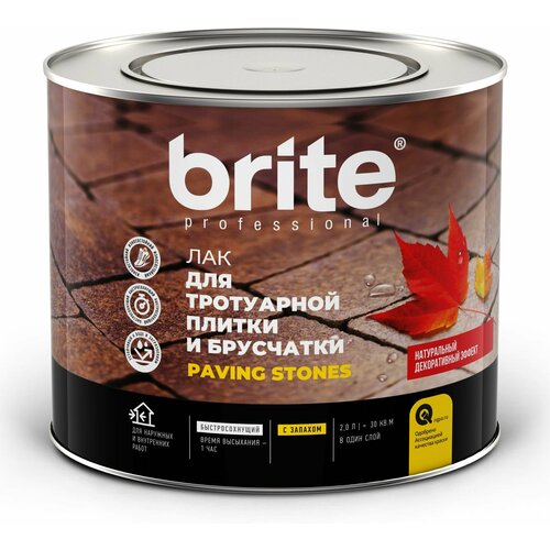 Лак BRITE PROFESSIONAL для тротуарной плитки и брусчатки банка 2 л 2249₽