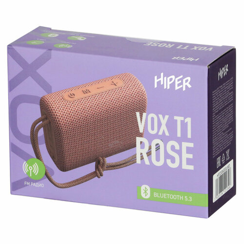 Беспроводная акустика HIPER VOX T1 Pink беспроводная акустика interstep sbs 410 pink