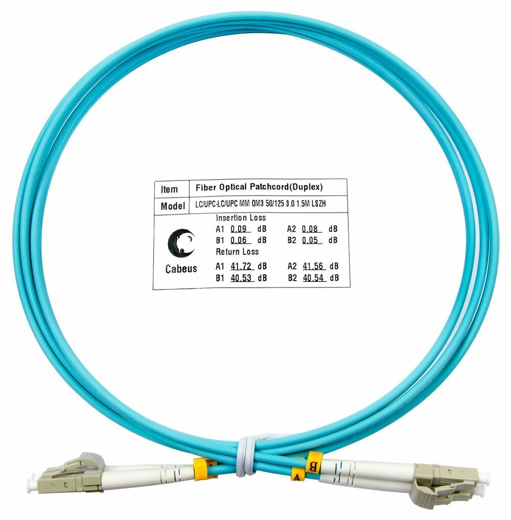 Cabeus FOP-50-LC-LC-3m Шнур оптический duplex LC-LC 50/125 mm OM3 3м LSZH (FOP-50-LC-LC-3m) - фото №3