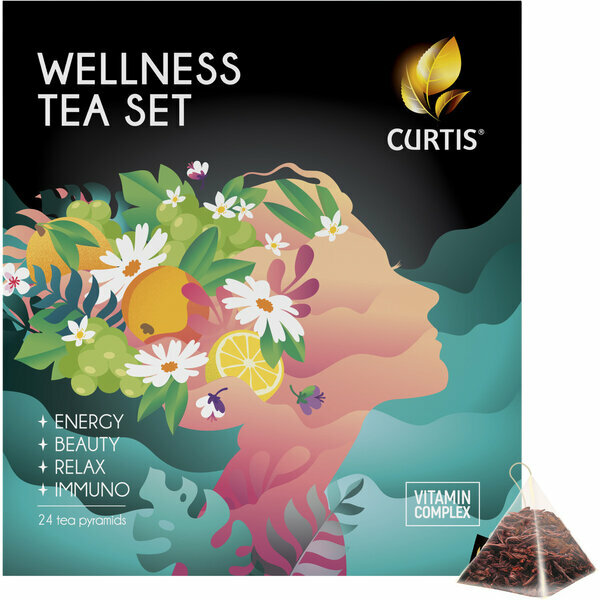 Чай Curtis "Wellness tea set", ассорти, 4 вкуса, в пирамидках, 24 пак.