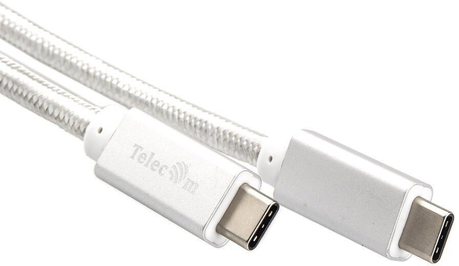 Кабель USB 3.1 Type Cm -- Cm IC 5А 10Gbs длина 1M, Telecom серебряный VCOM Telecom USB 3.2 Type-C (m) - USB 3.2 Type-C (m) 1м (TC420S)