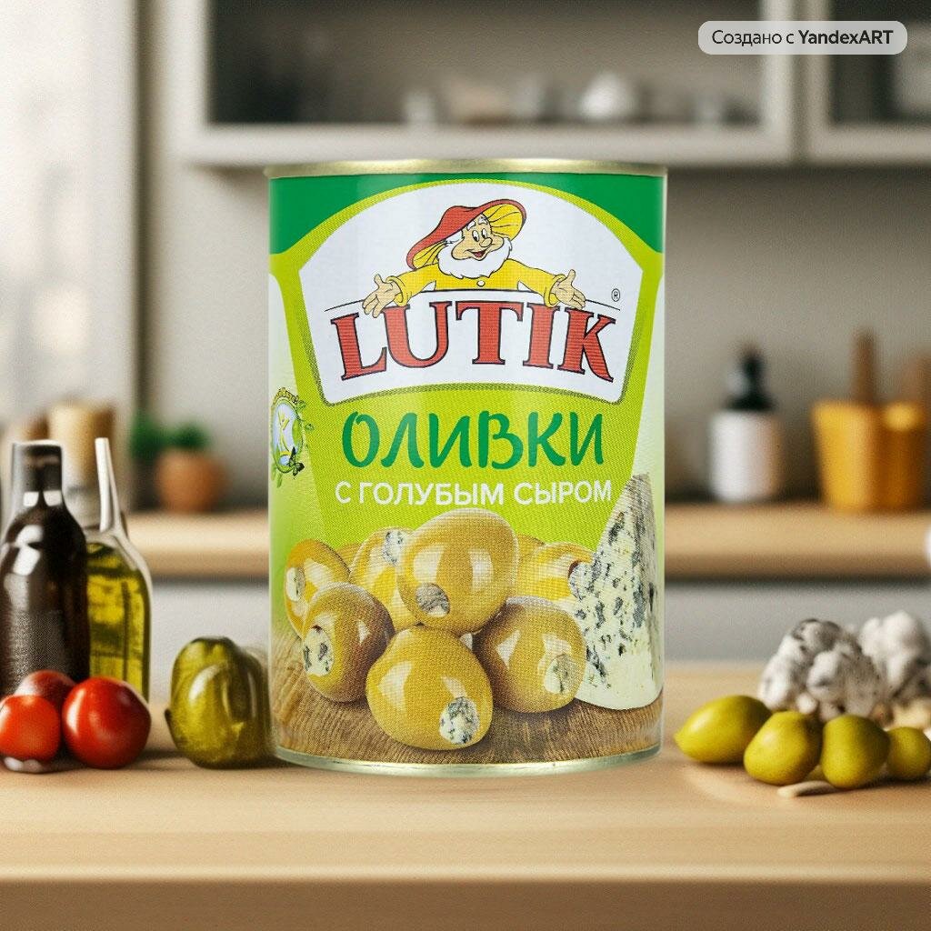 Оливки Lutik консервированные с голубым сыром, 280 г