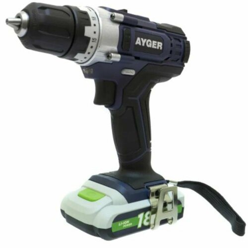 Аккумуляторная дрель-шуруповерт AYGER 18 В с АКБ 2 Ач и ЗУ 1350 обмин AP18LIS 4610₽