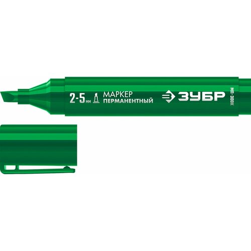 ЗУБР МП-300К 2-5 мм, клиновидный, зеленый, Перманентный маркер, профессионал (06323-4)