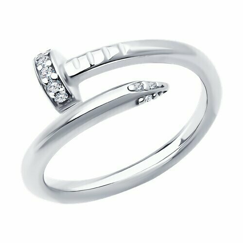 Кольцо Diamant, серебро, 925 проба, фианит, размер 17.5, белый