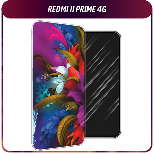 Силиконовый чехол на Xiaomi Redmi 11 Prime 4G / Сяоми Редми Прайм 11 4G Фантастические цветы силиконовый чехол на xiaomi redmi 11 prime 4g сяоми редми прайм 11 4g много надписей