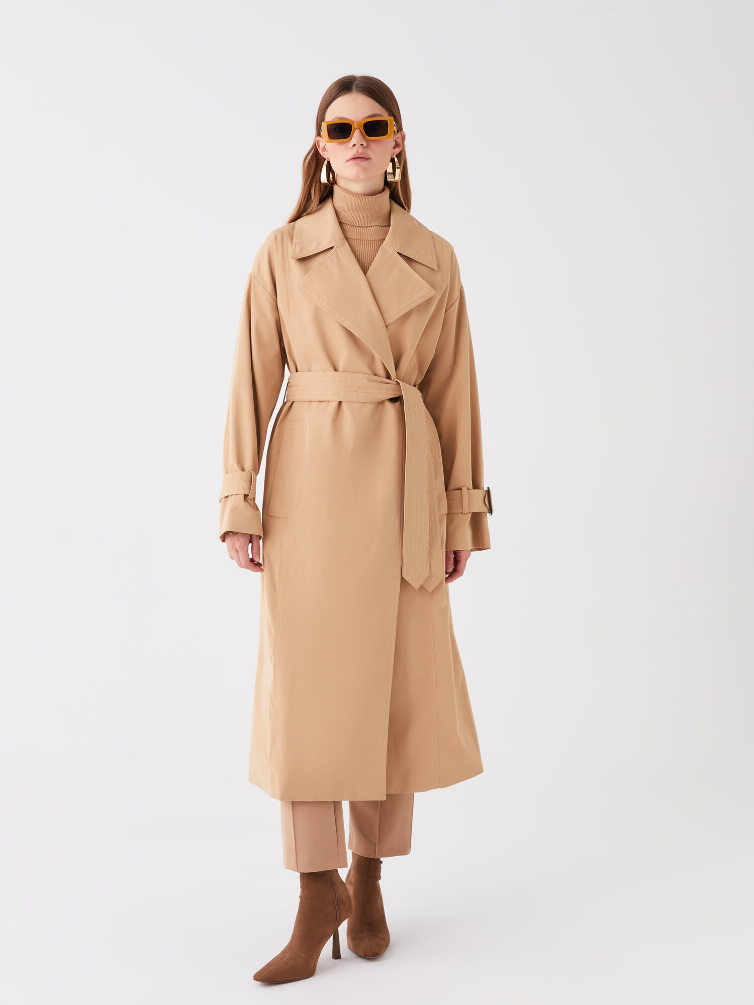 Тренчкот LC Waikiki, размер 36 EU, светло-коричневый