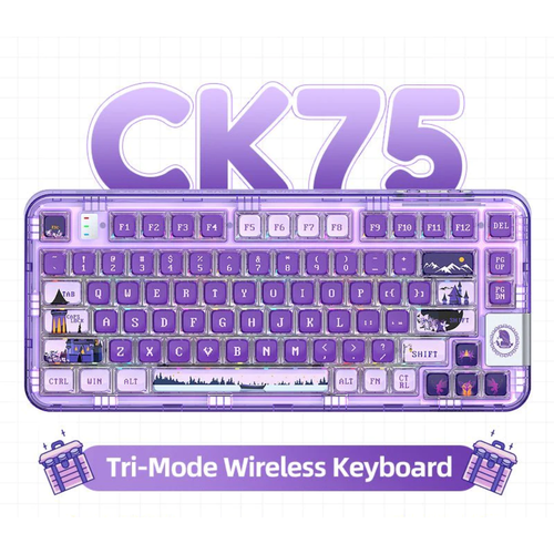 YUNZII Игровая клавиатура беспроводная CoolKiller CK75, (Linear), Английская раскладка, фиолетовый