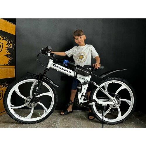 Велосипед складной Двухподвесной Richiesto 26 дюймов Дисковый тормоз белый 30500₽