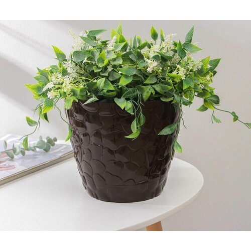 Горшок с поддоном Камешки 5 л цвет шоколадный 683₽